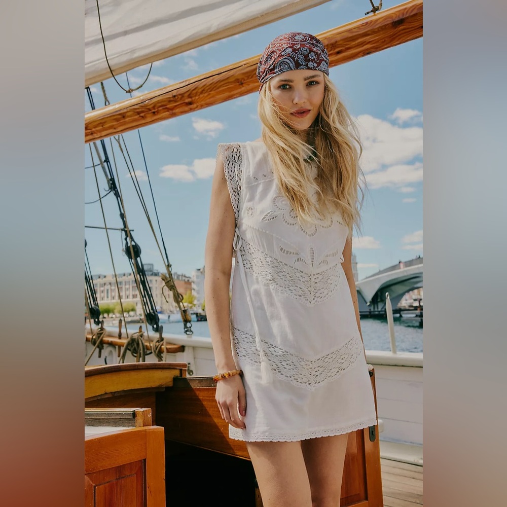 Free People White Lace Mini Dress